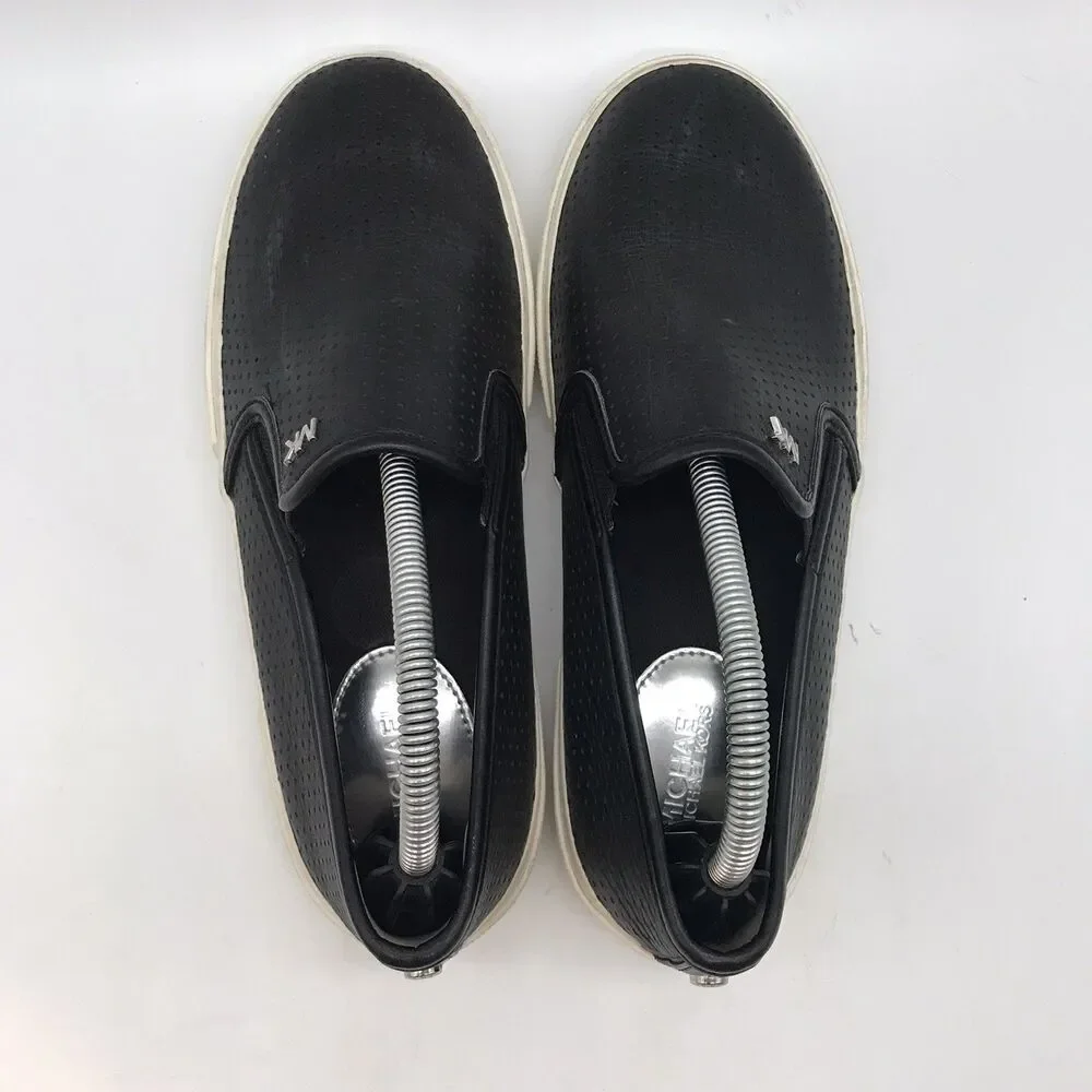 Michael Kors Boerum Lasered Leather Loafers Women's 6M Black Double Gore Shoes